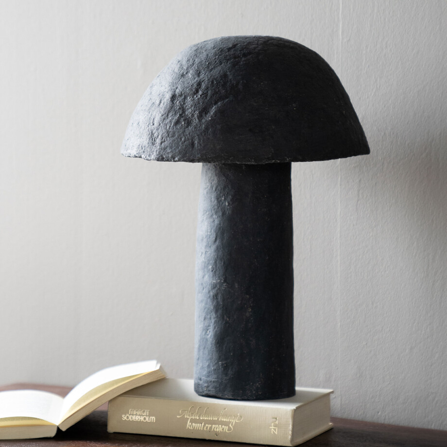 By-Boo Tafellamp 'Sana' Papier-maché, 45cm hoog, kleur Grijs afbeelding 1