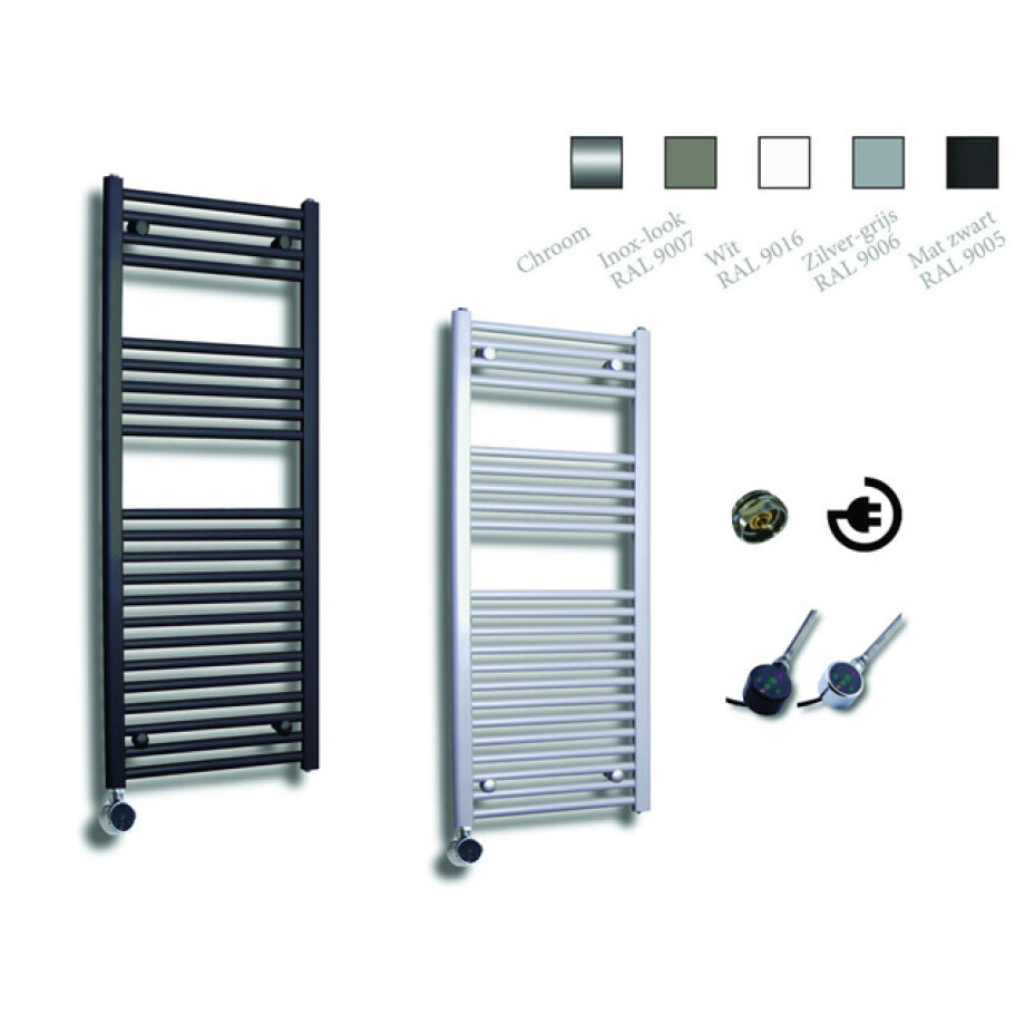 Sanicare Elektrische Design Radiator - 111.8 x 45 cm - 596 Watt - thermostaat chroom linksonder - wit HRLEC 451118/W Sanicare Elektrische Design Radiator - 111.8 x 45 cm - 596 Watt - thermostaat chroom linksonder - wit HRLEC 451118/W afbeelding 1