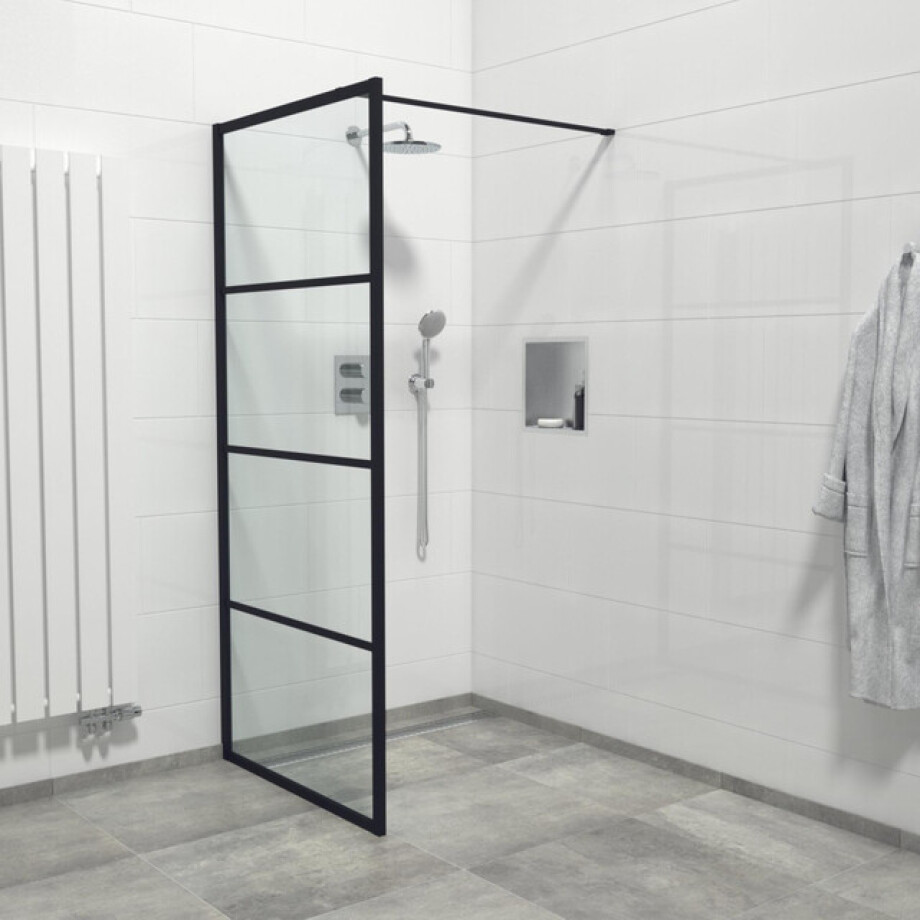 Marenza Bellini Inloopdouche - 90x200cm - frame lines buitenzijde - antikalk - mat zwart Lines -90 Marenza Bellini Inloopdouche - 90x200cm - frame lines buitenzijde - antikalk - mat zwart Lines -90 afbeelding 1