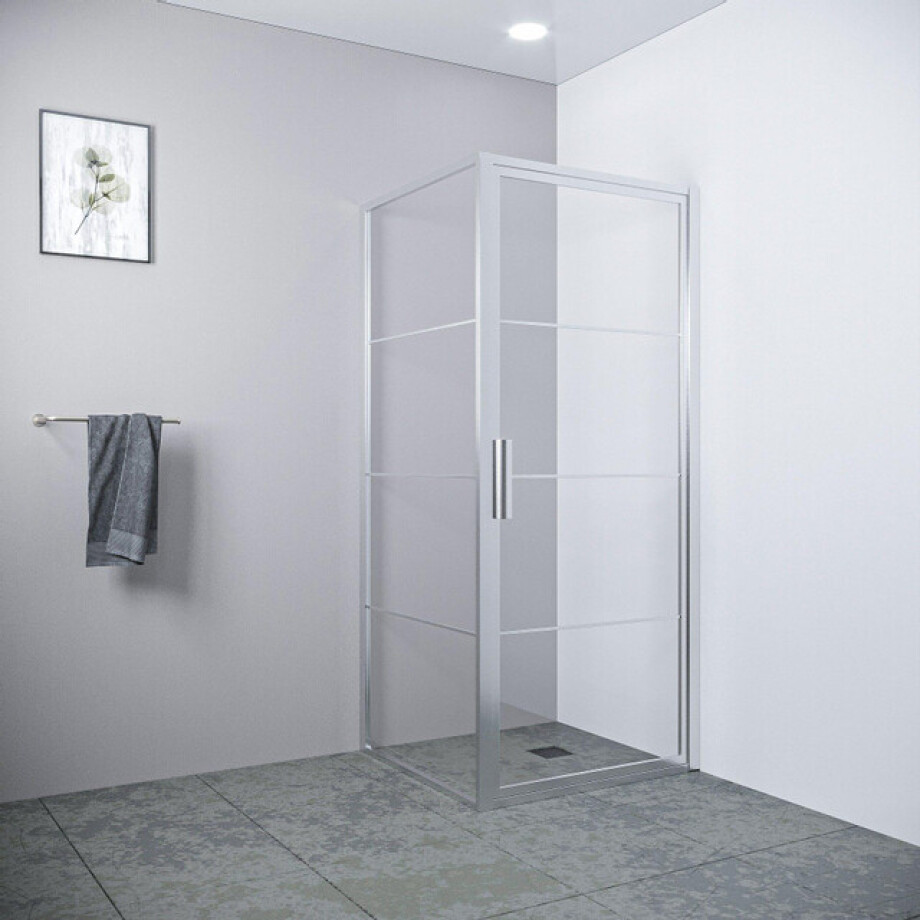 Saniclass Colorem douchecabine 90x90x200cm 8mm helder nano coating glas met frame geborsteld rvs R-MB-C90D-FFF / R-MB-2120-90-FFF afbeelding 1