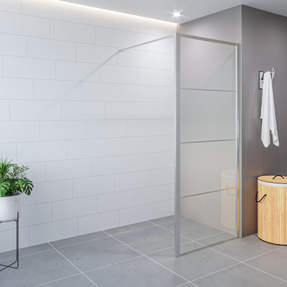 Saniclass Colorem inloopdouche/zijwand - 100x200cm - 8mm - helder nano coating glas - frame - geborsteld rvs R-MB-2120-100-FFF afbeelding 1