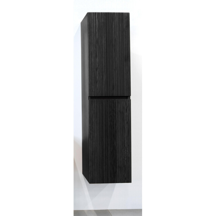 Saniclass Holz Base Hoge Kast - 160cm - 2 deuren - greeploos - zwartbruin SW773966 afbeelding 1