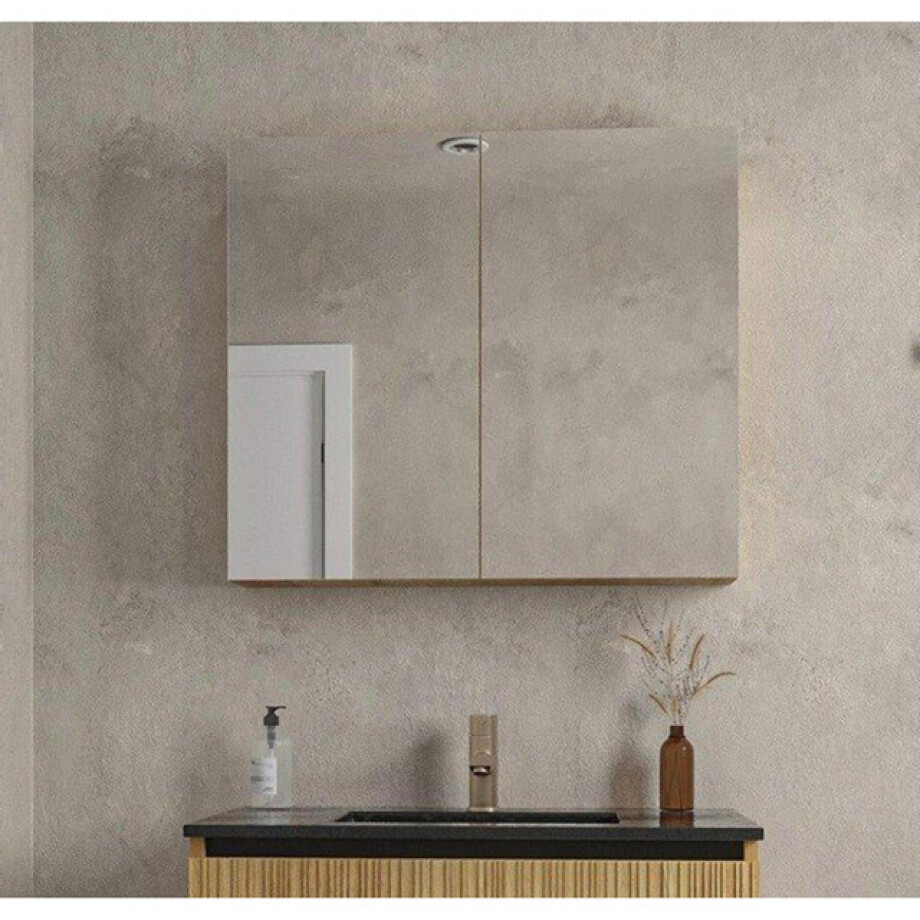 Saniclass Holz Base Spiegelkast - 80x70cm - eiken SW773979 afbeelding 1