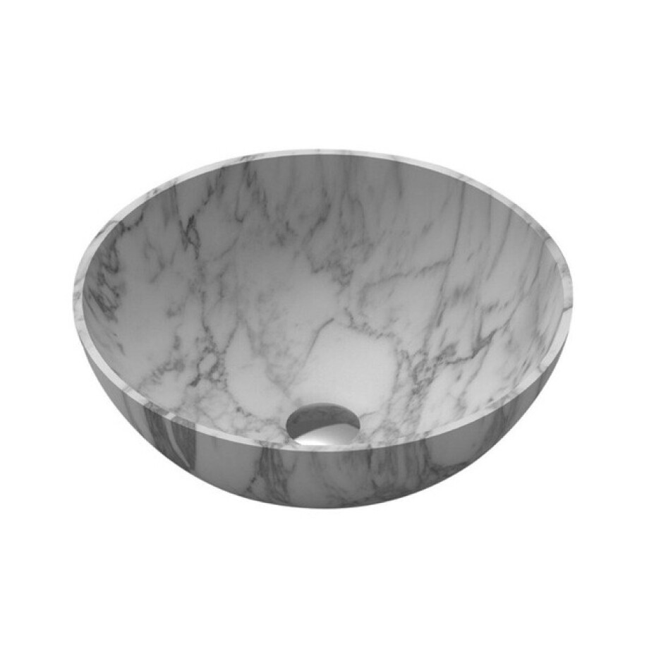 Saniclass Java Marble Waskom - 42x42x15cm - rond - marmer - wit WD38500N afbeelding 1