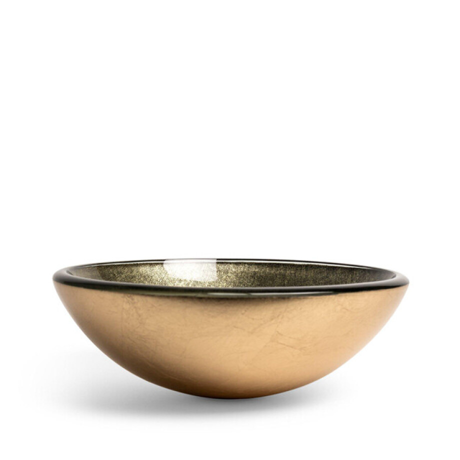 Saniclass Pesca Limone Waskom - 30x10,5cm - rond - gehard glas - goud groen GS-H93683 Saniclass Pesca Limone Waskom - 30x10,5cm - rond - gehard glas - goud groen GS-H93683 afbeelding 1