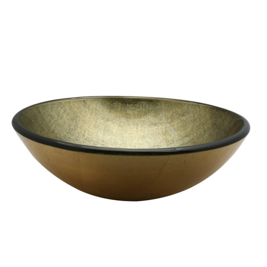 Saniclass Pesca Limone Waskom - 42x14,5cm - rond - gehard glas - goud groen GS-H9368 Saniclass Pesca Limone Waskom - 42x14,5cm - rond - gehard glas - goud groen GS-H9368 afbeelding 1