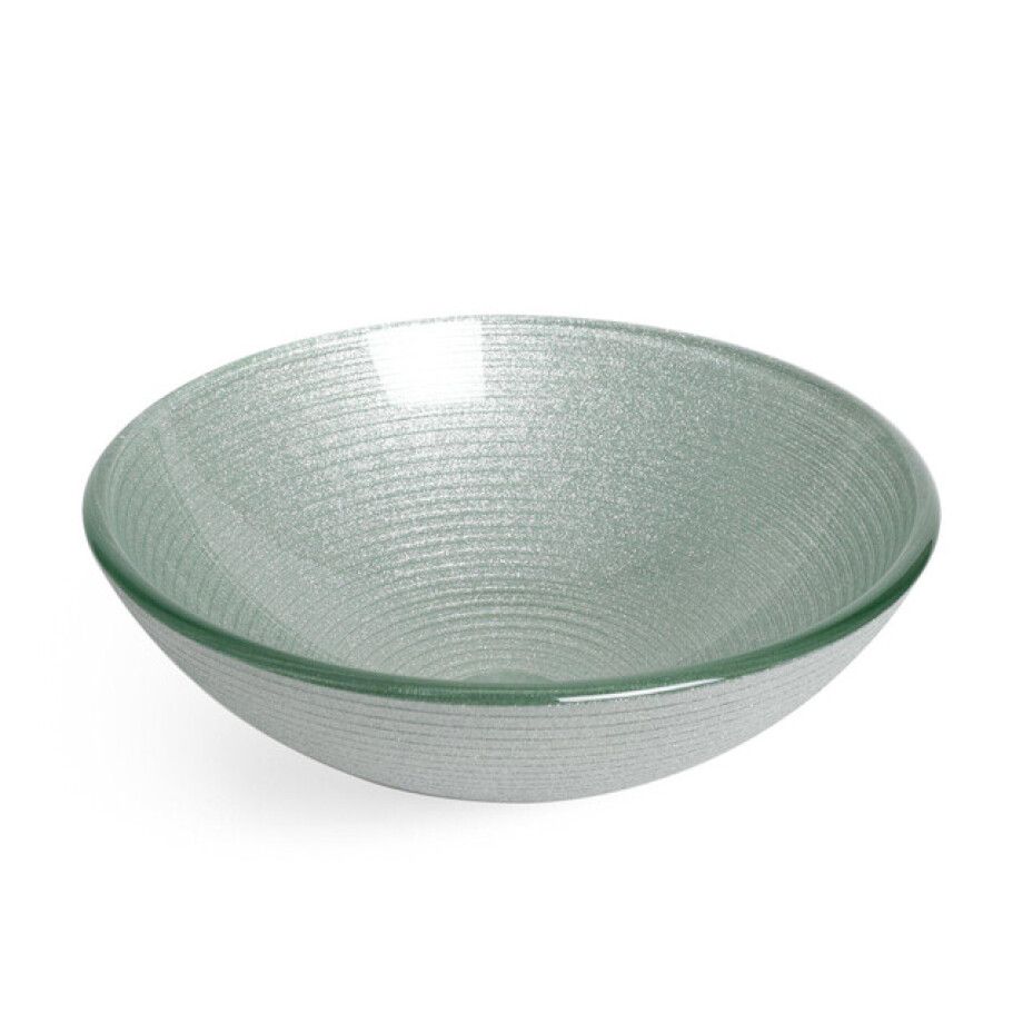 Saniclass Pesca Mela Waskom - 42x14,5cm - rond - gehard glas - wit grijs GS-L0075 Saniclass Pesca Mela Waskom - 42x14,5cm - rond - gehard glas - wit grijs GS-L0075 afbeelding 1