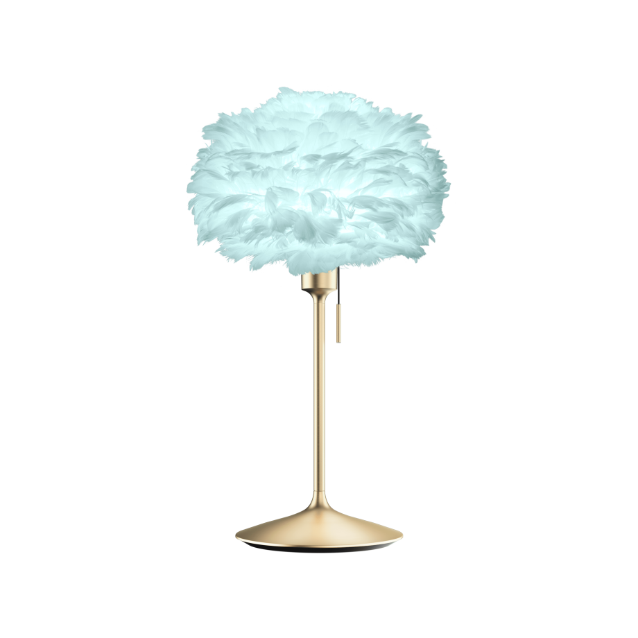 Sante tafellamp brushed brass met usb en Eos mini light blue lampenkap afbeelding 1