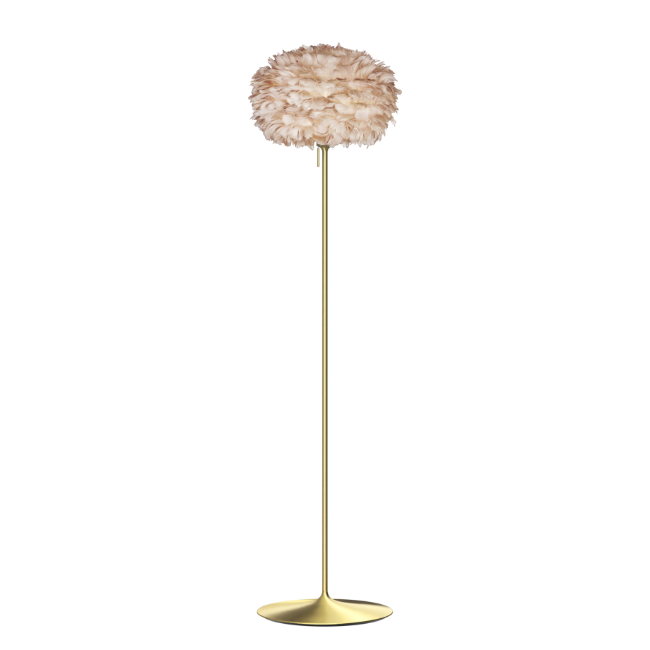 Sante vloerlamp brushed brass met Eos light brown medium lampenkap Sante vloerlamp brushed brass met Eos light brown medium lampenkap afbeelding 1