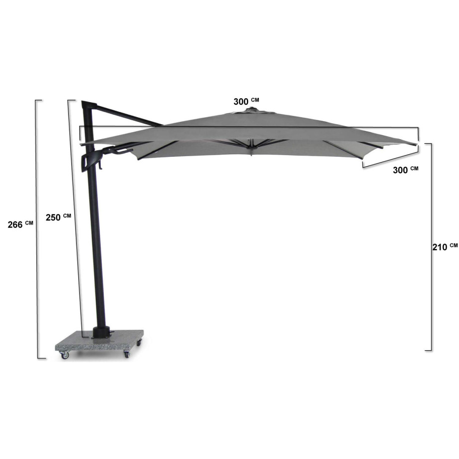 Santika Belize Deluxe parasol 300 cm x 300 cm antraciet frame/ mid grey afbeelding 1