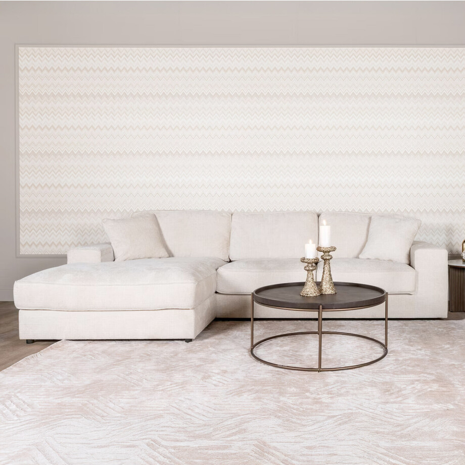 Richmond 2,5-zits Loungebank 'Santos' Links, Chenille, kleur Beige Richmond 2,5-zits Loungebank 'Santos' Links, Chenille, kleur Beige afbeelding 1