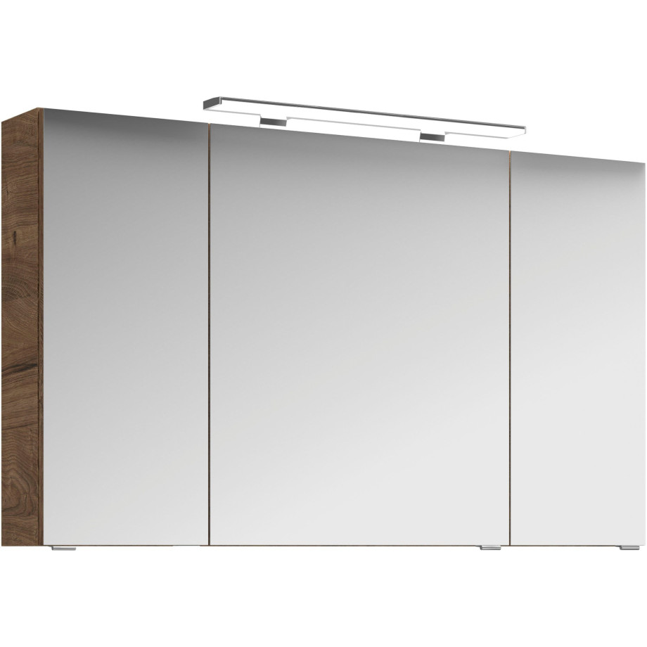 Saphir Badkamerspiegelkast Serie 4010 badkamer spiegelkast incl. LED-opbouwlamp Badkast 120 cm breed, 3 deuren, 6 glazen legplanken, incl. deurdemper afbeelding 1