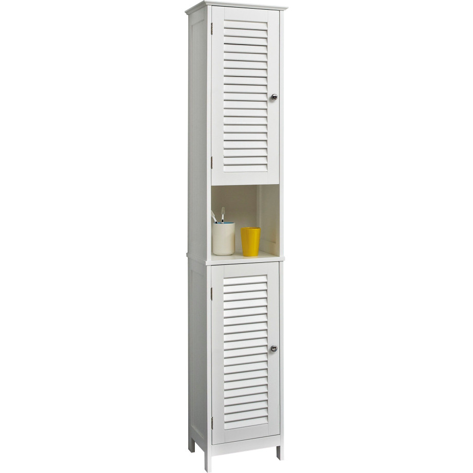 Saphir Hoge kast Quickset 928 Badkamer hoge kast, wit met knopgrepen, landhuisstijl afbeelding 1