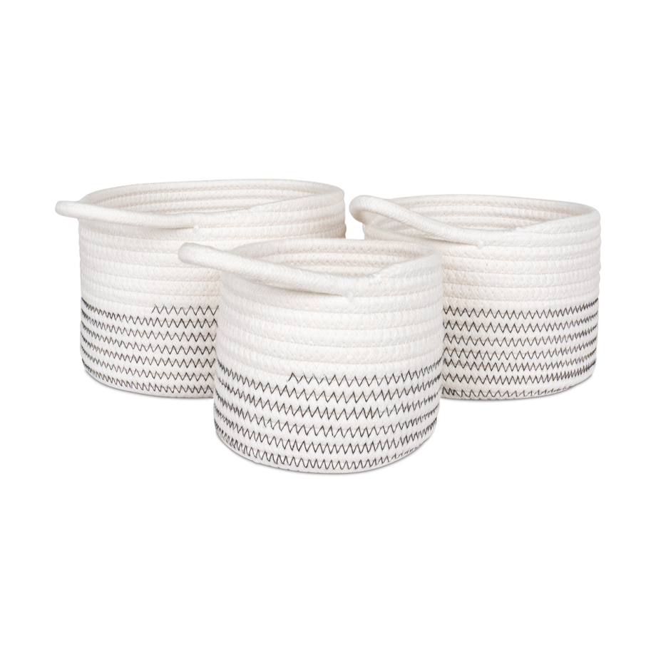 Sascha katoenen manden wit - set van 3 Sascha katoenen manden wit - set van 3 afbeelding 1