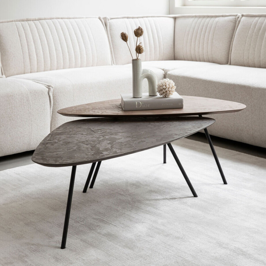 DTP Home Salontafel 'Plectro' Betonlook, Set van 2 stuks, kleur Bruin/Zwart DTP Home Salontafel 'Plectro' Betonlook, Set van 2 stuks, kleur Bruin/Zwart afbeelding 1