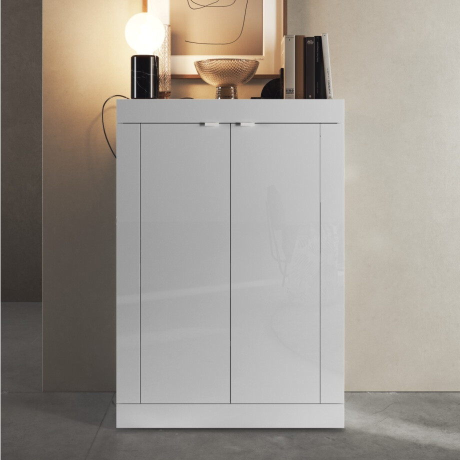 Schoenenkast Basic 78x113 cm hoogglans wit afbeelding 1