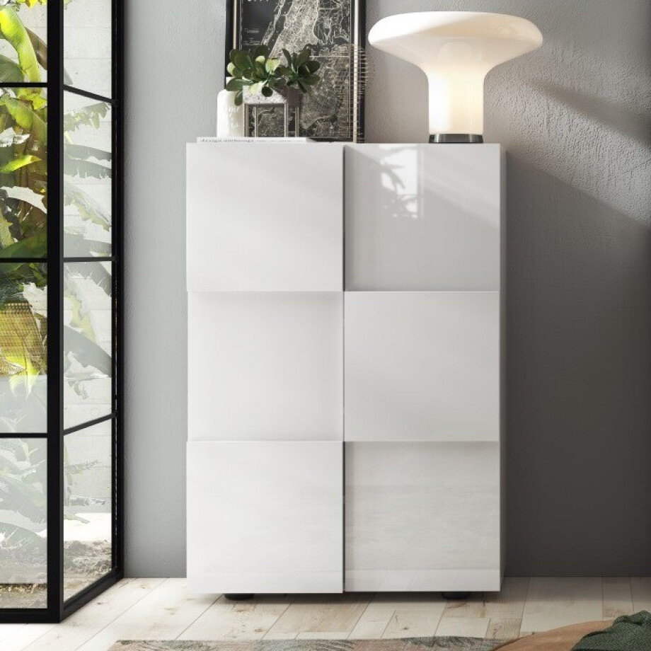 Schoenenkast Dama 78x116 cm hoogglans wit afbeelding 1