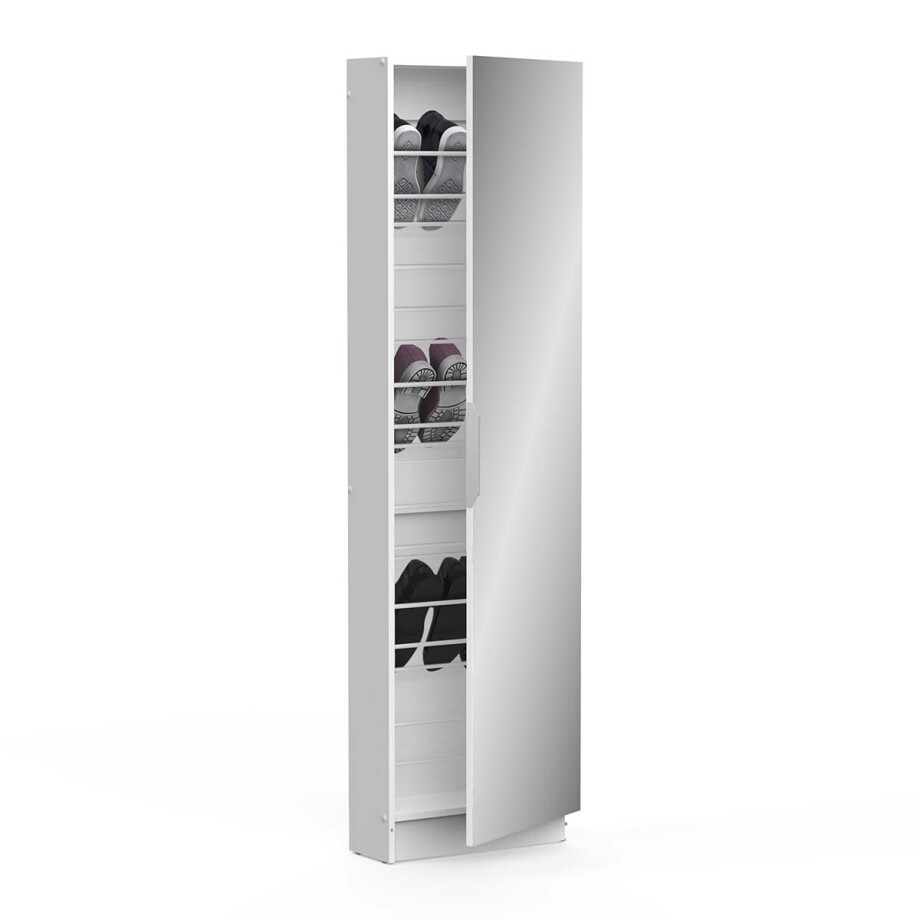 Schoenenkast Ibiza met spiegel wit Schoenenkast Ibiza met spiegel wit afbeelding 1