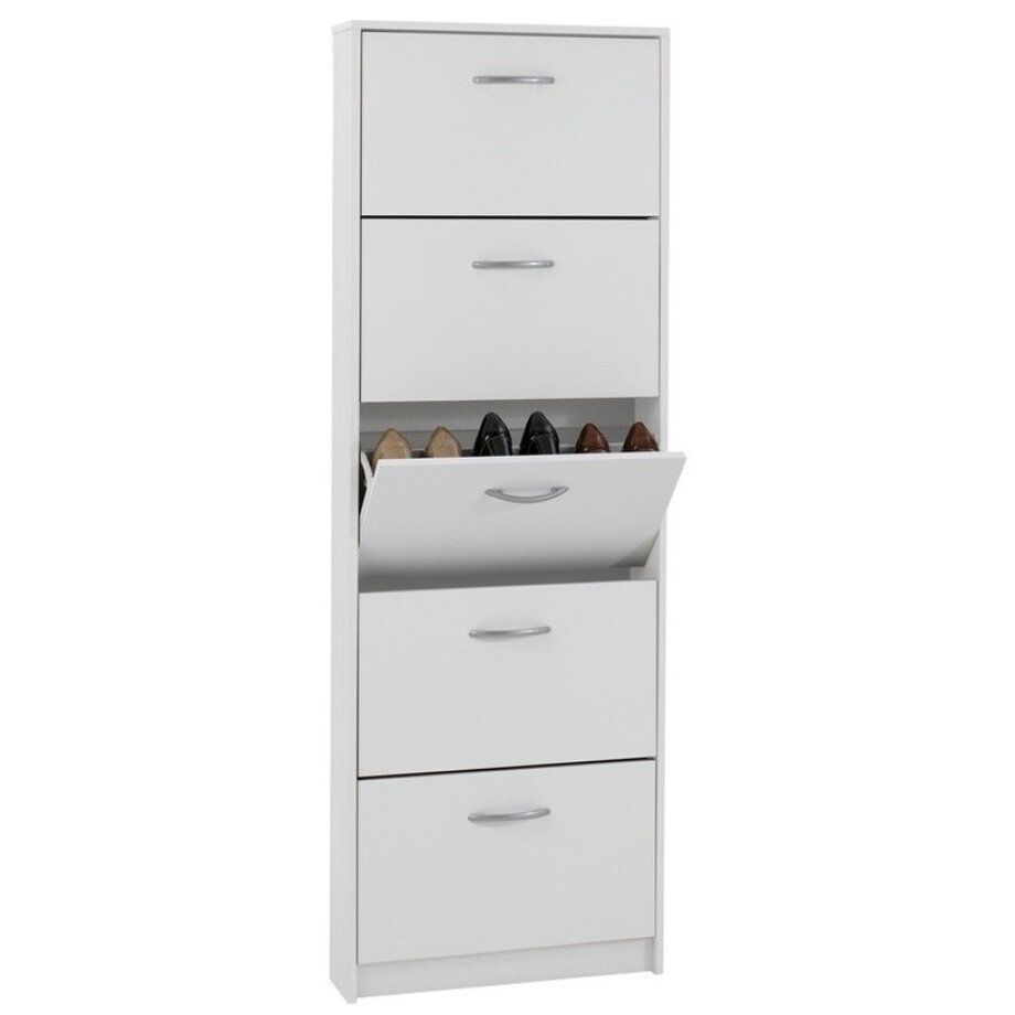 Schoenenkast Step 168 cm hoog in wit afbeelding 1