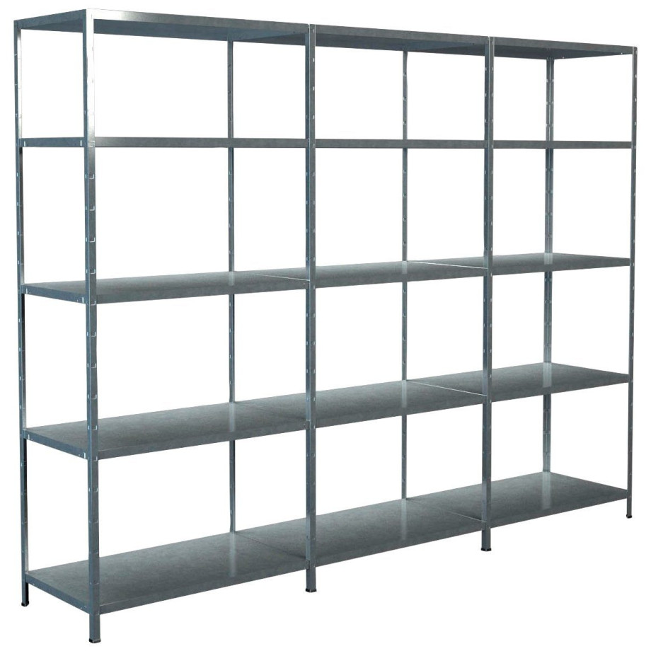 SCHULTE Regalwelt Stellingkast Montagesysteem basis- en 2x aanbouwkasten Metaal verzinkt, 1800x2600x500 mm, 15 planken afbeelding 1