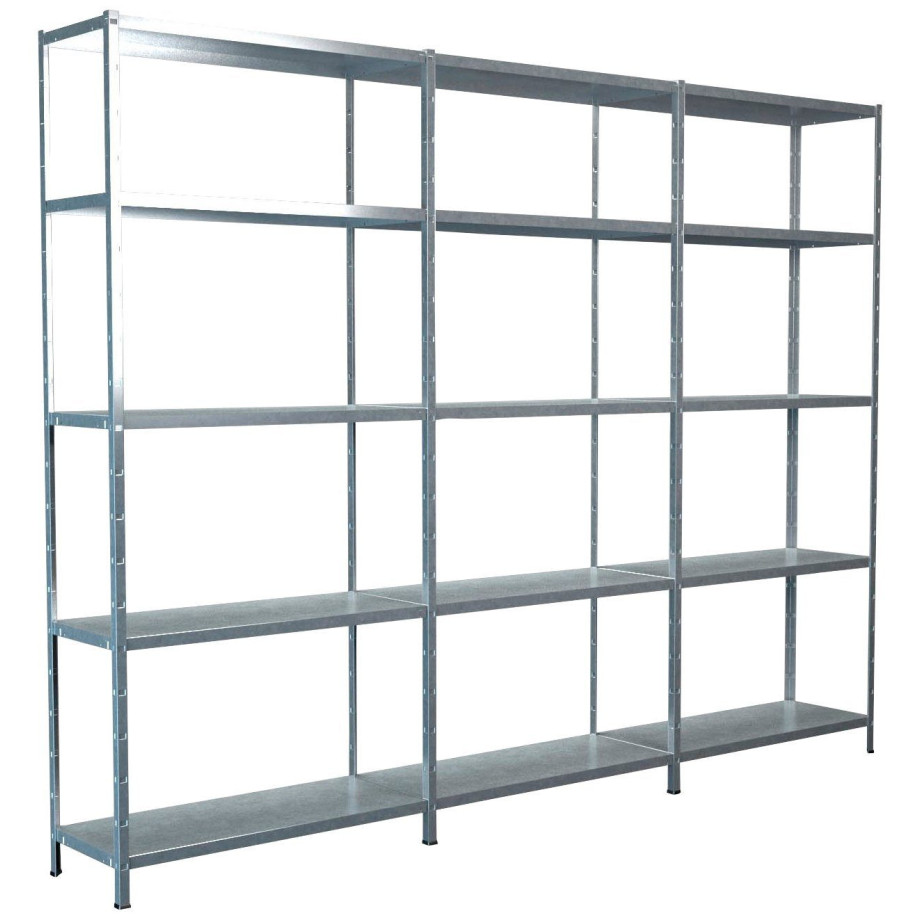 SCHULTE Regalwelt Stellingkast Montagesysteem basis- en 2x aanbouwkasten Metaal verzinkt, 2000x2600x350 mm, 15 planken afbeelding 1