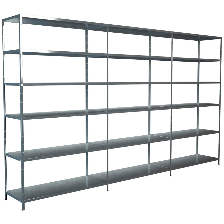 SCHULTE Regalwelt Stellingkast Montagesysteem basis- en 2x aanbouwkasten Metaal verzinkt, 2300x2600x350 mm, 18 planken afbeelding 1