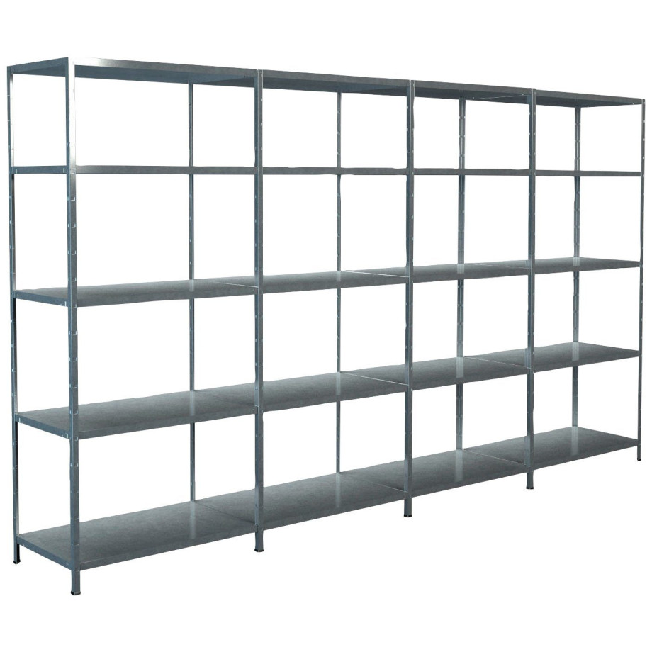 SCHULTE Regalwelt Stellingkast Montagesysteem basis- en 3x aanbouwkasten Metaal verzinkt, 2000x3800x500 mm, 20 planken afbeelding 1