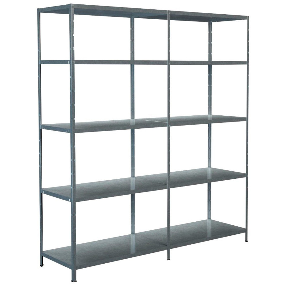 SCHULTE Regalwelt Stellingkast Montagesysteem basis- en aanbouwrek Metaal verzinkt, 2000x1800x500 mm, 10 planken afbeelding 1