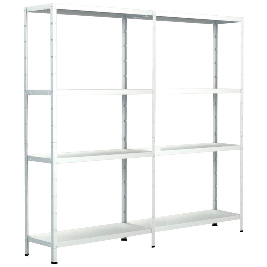 SCHULTE Regalwelt Stellingkast Montagesysteem basis- en aanbouwrek Metaal wit, 1800x2200x500 mm, 8 planken afbeelding 1