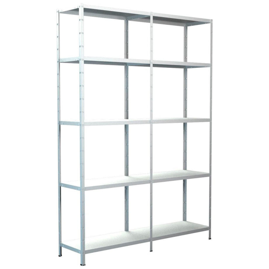 SCHULTE Regalwelt Stellingkast Montagesysteem basis- en aanbouwrek Metaal wit, 2000x1400x350 mm, 10 planken afbeelding 1