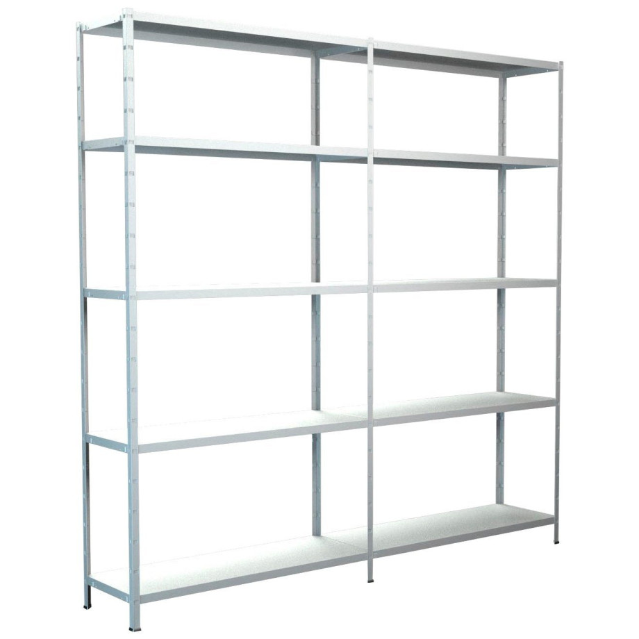SCHULTE Regalwelt Stellingkast Montagesysteem basis- en aanbouwrek Metaal wit, 2000x2000x350 mm, 10 planken afbeelding 1