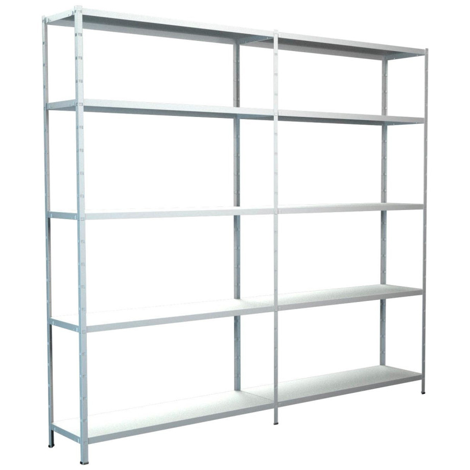 SCHULTE Regalwelt Stellingkast Montagesysteem basis- en aanbouwrek Metaal wit, 2000x2200x350 mm, 10 planken afbeelding 1