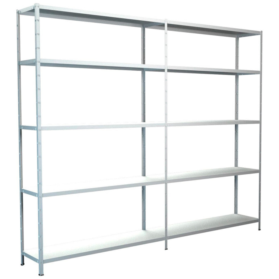 SCHULTE Regalwelt Stellingkast Montagesysteem basis- en aanbouwrek Metaal wit, 2000x2400x350 mm, 10 planken afbeelding 1