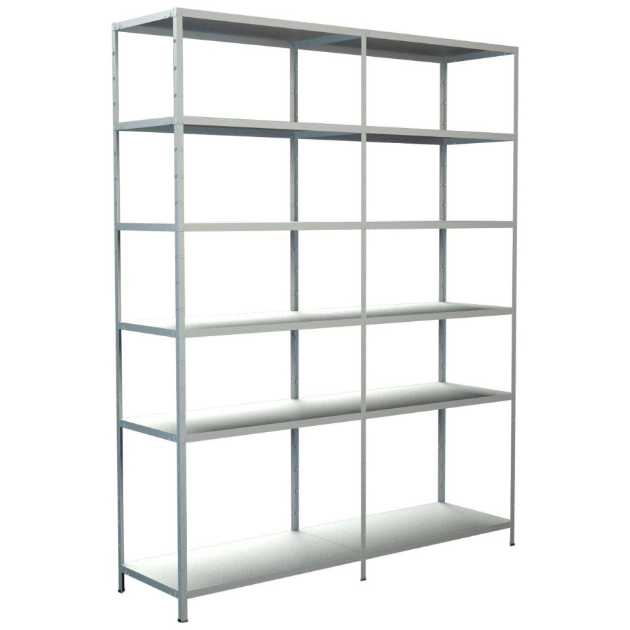 SCHULTE Regalwelt Stellingkast Montagesysteem basis- en aanbouwrek Metaal wit, 2300x1800x500 mm, 12 planken afbeelding 1