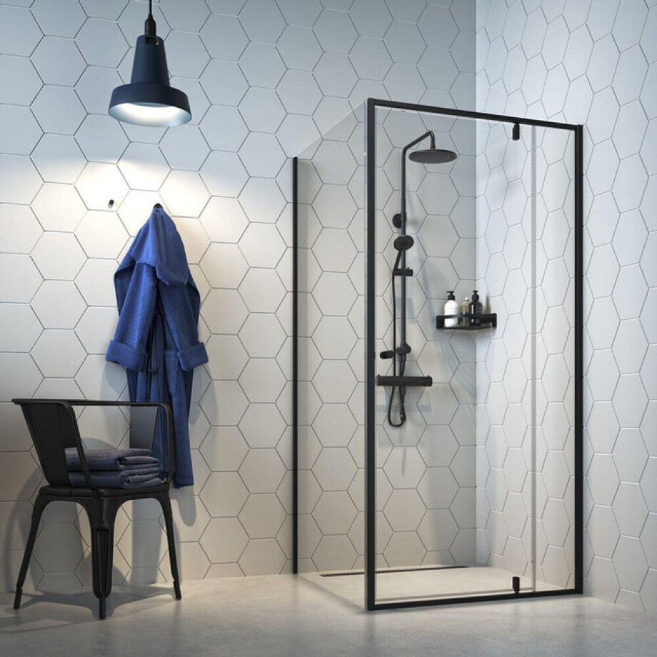 Sealskin Contour draaideur met zijwand 100x100 cm, 200 cm hoog, zwart, 6 mm helder veiligheidsglas CCD181006195100 Sealskin Contour draaideur met zijwand 100x100 cm, 200 cm hoog, zwart, 6 mm helder veiligheidsglas CCD181006195100 afbeelding 1