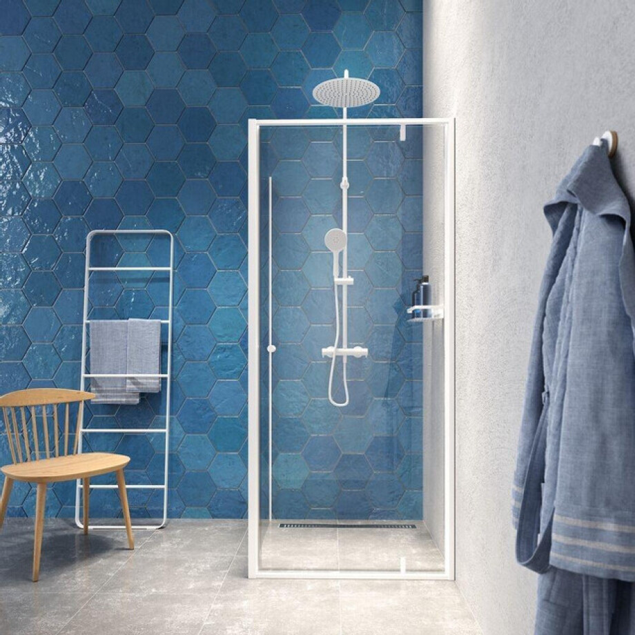 Sealskin Contour Draaideur met zijwand 90x90x200 cm, 6 mm helder veiligheidsglas Mat wit CCD180906025100 afbeelding 1