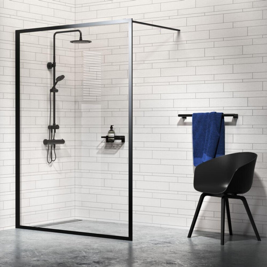 Sealskin Contour inloop douche type A3 118 cm breed, 200 cm hoog, zwart, 6 mm helder veiligheidsglas CCDA31186195100 afbeelding 1