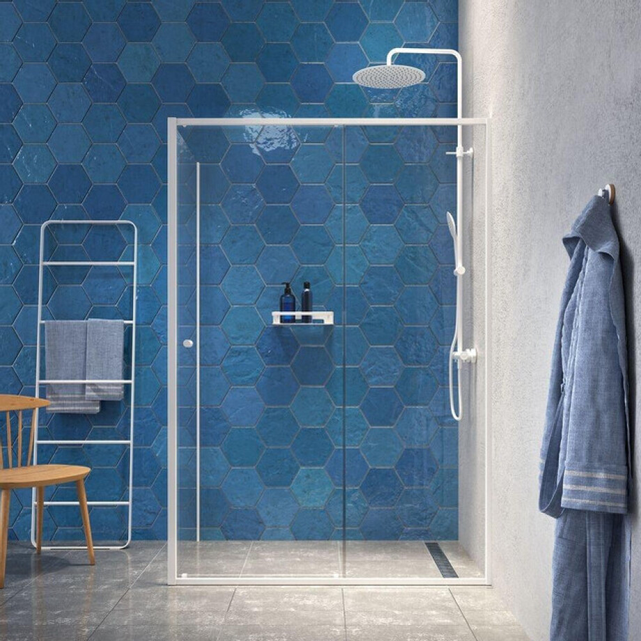 Sealskin Contour Schuifdeur met zijwand 120x90x200 cm, 6 mm helder veiligheidsglas Mat wit CCD101296025100 afbeelding 1