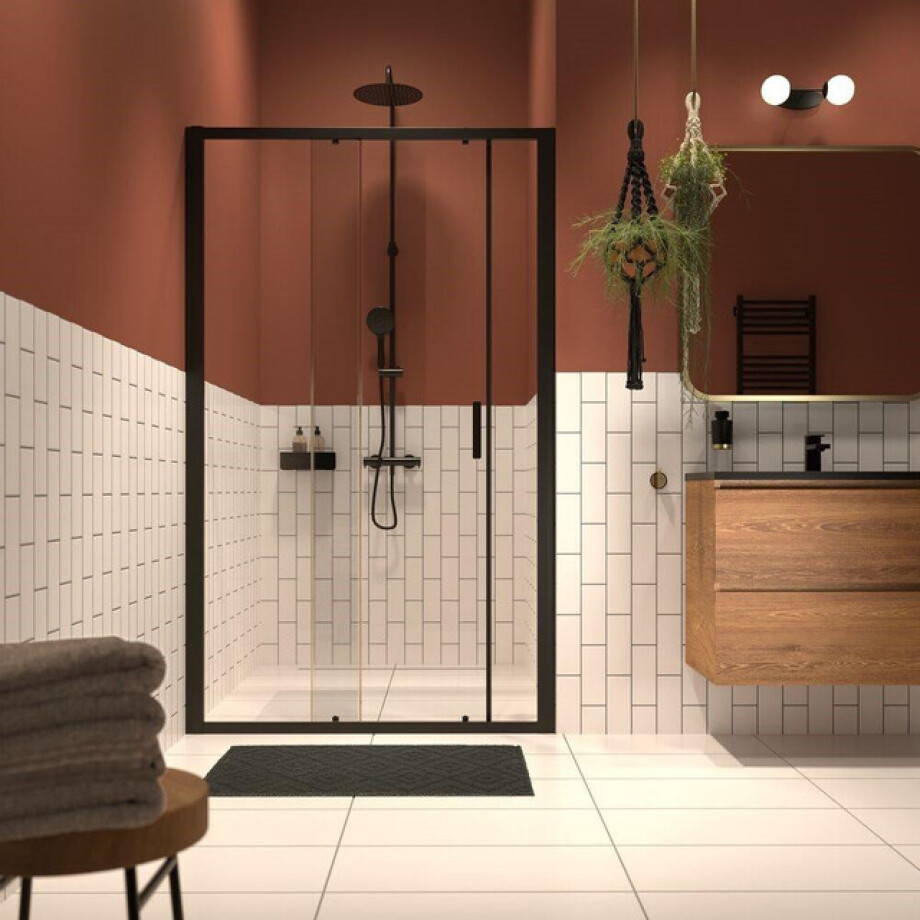 Sealskin Inc. Tweedelige schuifdeur in nis 140x200cm 8mm helder veiligheidsglas met antikalklaag zwart mat CXI101406195100 Sealskin Inc. Tweedelige schuifdeur in nis 140x200cm 8mm helder veiligheidsglas met antikalklaag zwart mat CXI101406195100 afbeelding 1