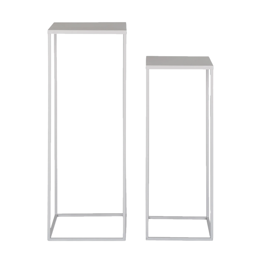 Sebas metalen plantenzuil lichtgrijs - set van 2 afbeelding 1