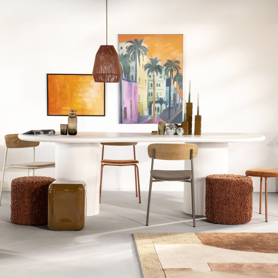 By-Boo Organische Eettafel 'Seki' 250 x 110cm, kleur Wit By-Boo Organische Eettafel 'Seki' 250 x 110cm, kleur Wit afbeelding 1