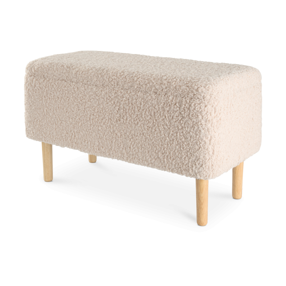 Sem teddy bankje met opbergruimte gebroken wit - 75 x 46 cm afbeelding 1