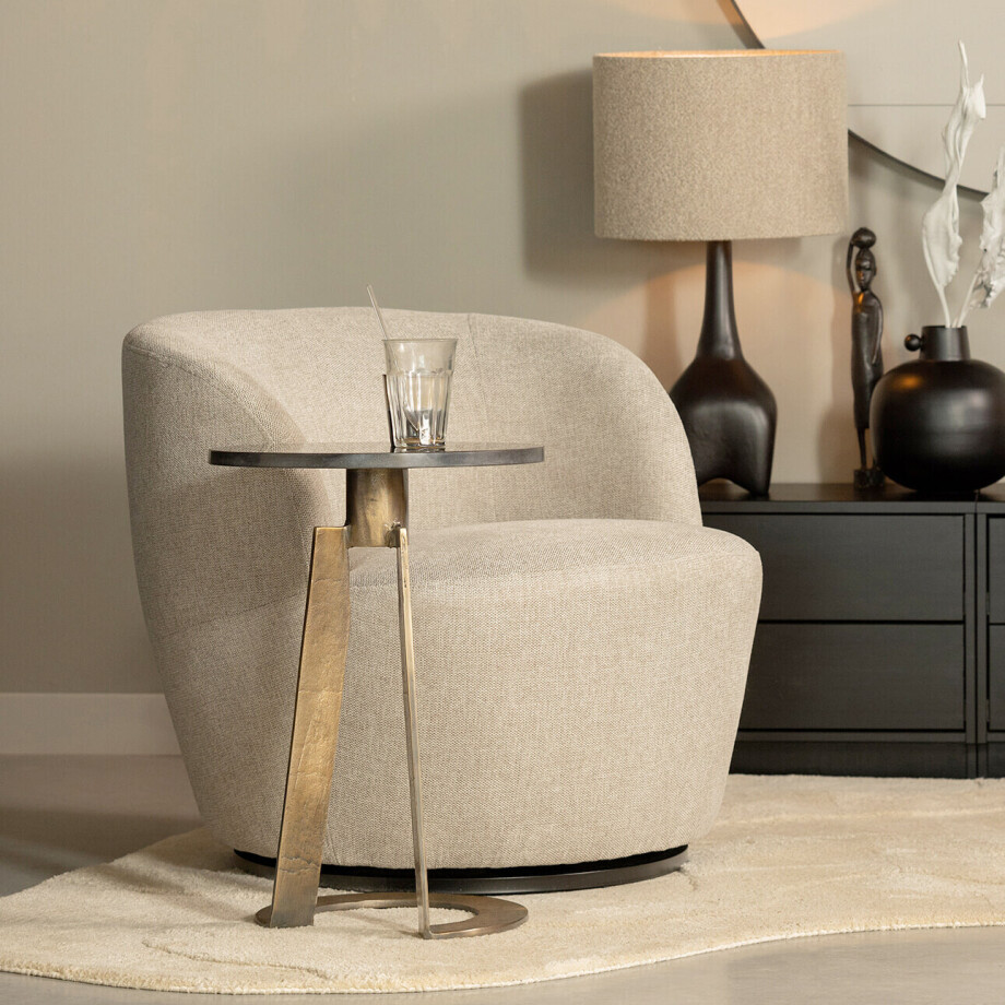 WOOOD Draaifauteuil 'Serra' Woven, kleur Zand afbeelding 1