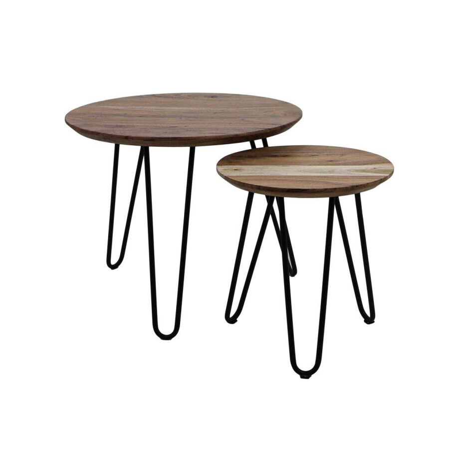 Set van 2 bijzettafels Elora acaciahout | HSM Collection afbeelding 1