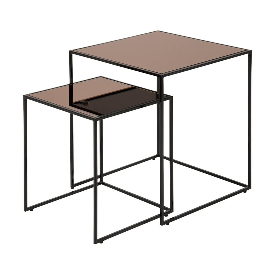 Set van 2 bijzettafels Nina glas | Nolon afbeelding 1