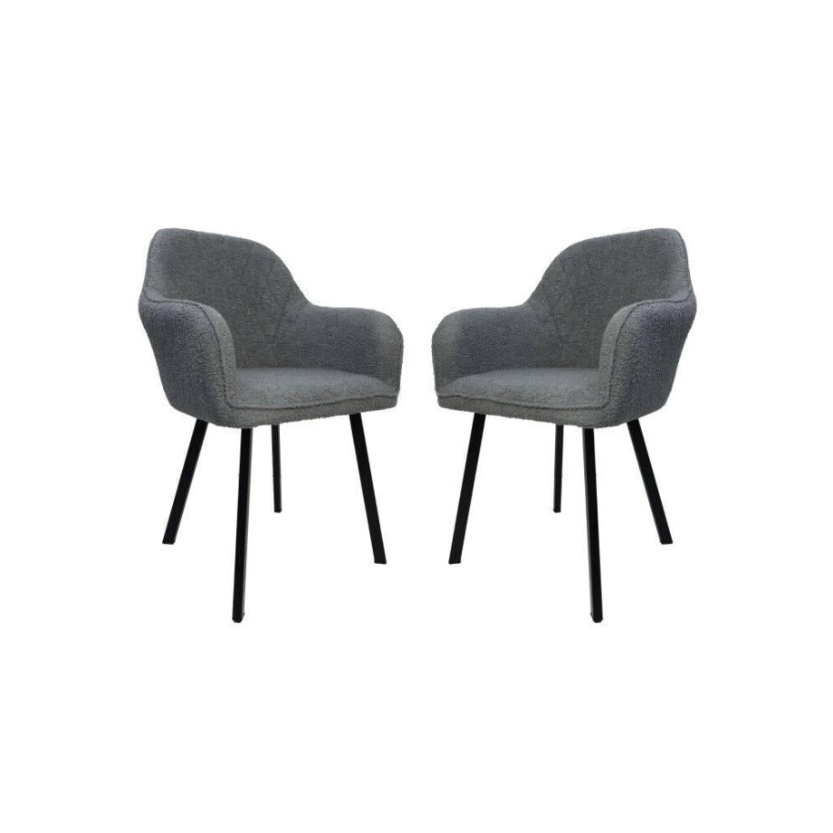 Set van 2 eetkamerstoelen Demi teddystof | HSM Collection afbeelding 1