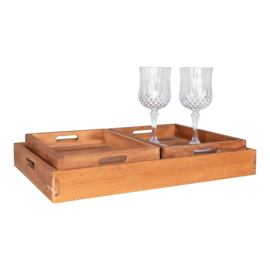 Set van 3 dienbladen Faraday teakhout | House Nordic afbeelding 1
