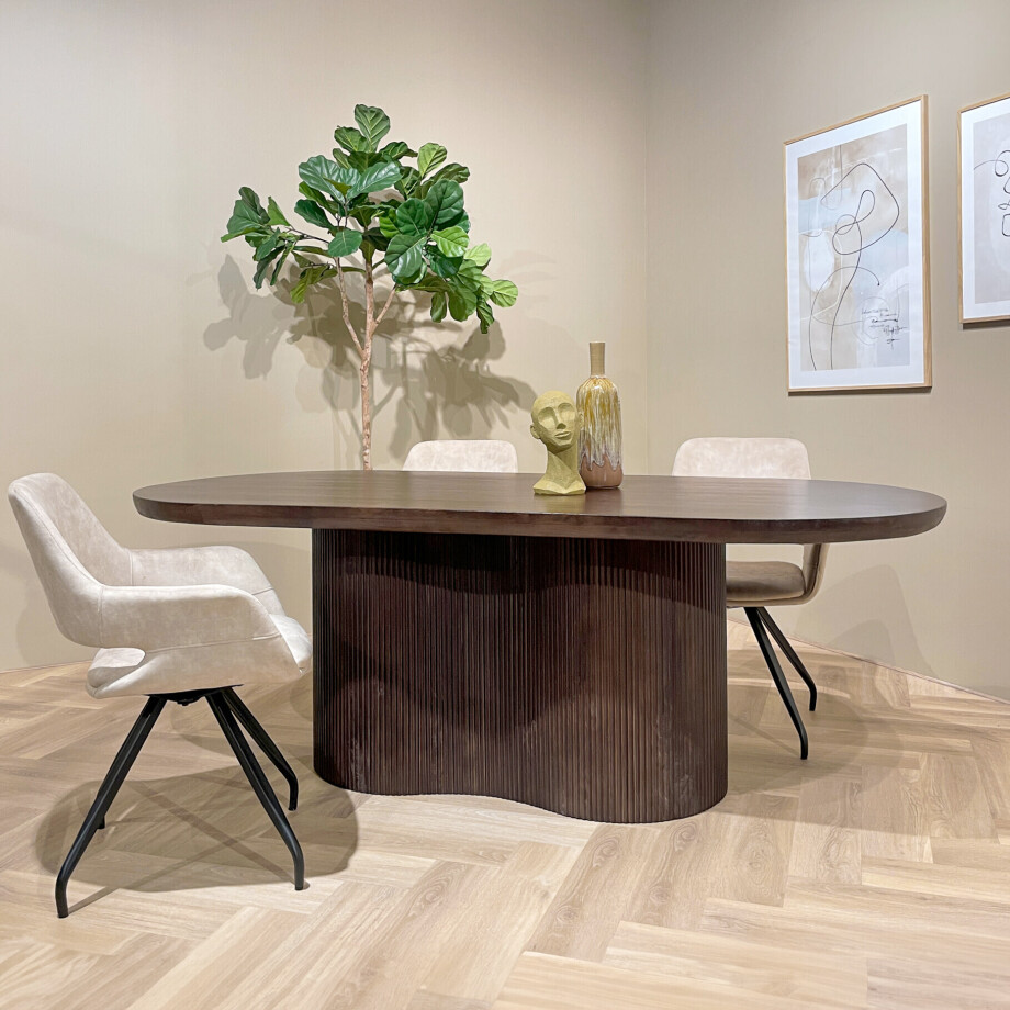 Livingfurn Ovale Eettafel 'Sevilla' Mangohout, 300 x 110cm, kleur Bruin afbeelding 1