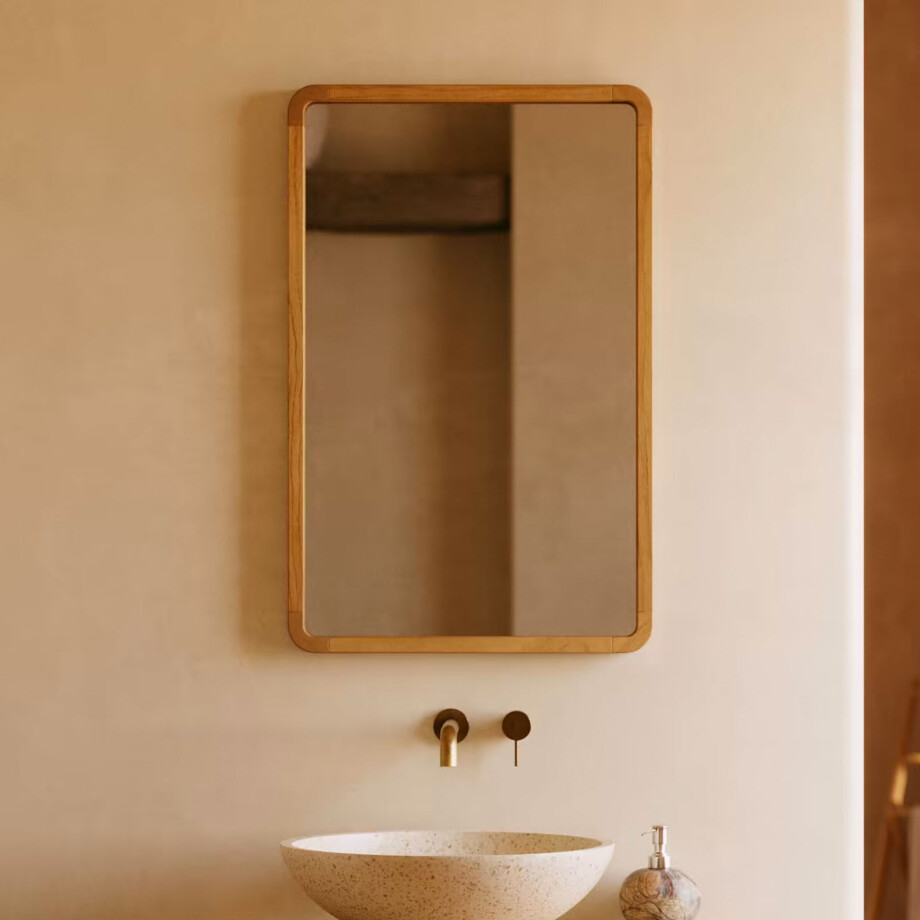 Kave Home Spiegel 'Shamel' Teakhout, 70 x 45cm, kleur Naturel afbeelding 1