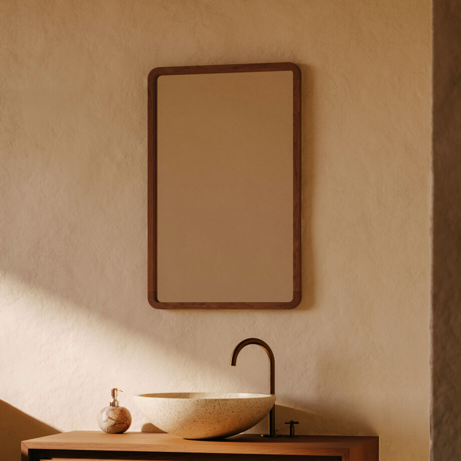 Kave Home Spiegel 'Shamel' Teakhout, 70 x 45cm, kleur Walnoot afbeelding 1